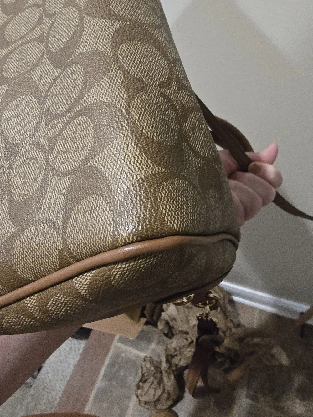 Coach Signature Canvas Satchel in Khaki and Tan